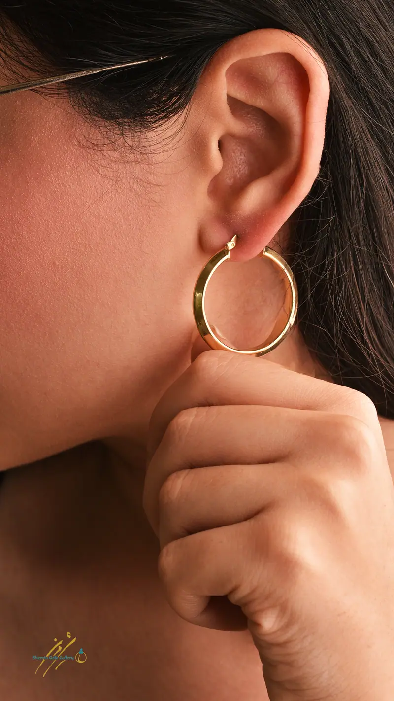 گوشواره حلقهای کلاسیک — گوشواره طلای ۱۸ عیار گالری طلای شروین