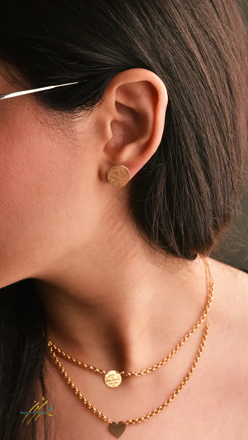 گوشواره میخی سکهای — گوشواره طلای ۱۸ عیار گالری طلای شروین